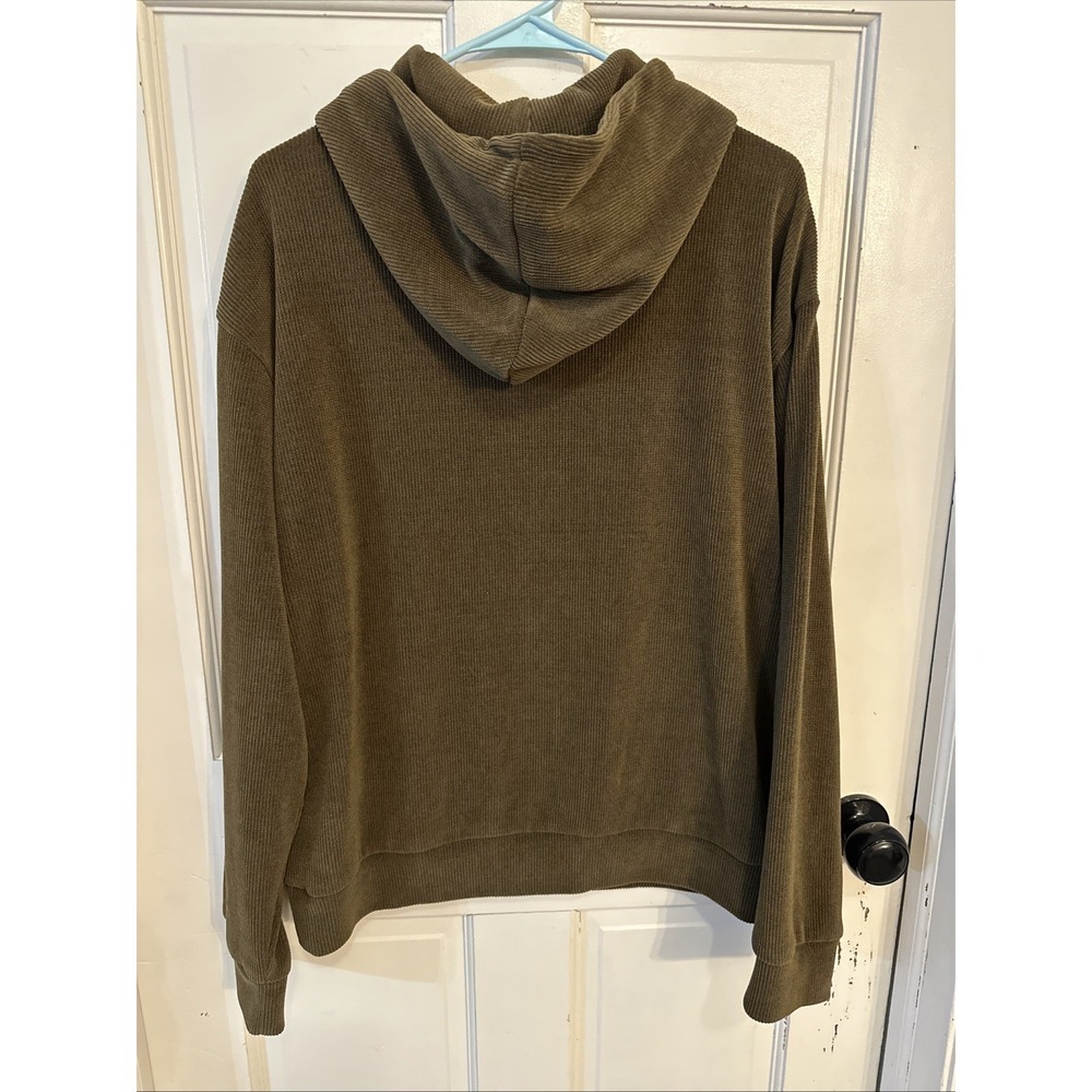 Negative Space Hoodie Mens‎ Large Brown Corduroy Sweater Ribbed Sweatshirt - Picture 4 of 10